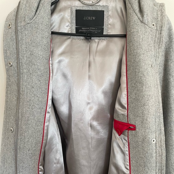J. CREW Wool Melton Duffle Coat HEATHER DOVE CLEAN MODERN CLASSIC size 2 - Picture 7 of 16